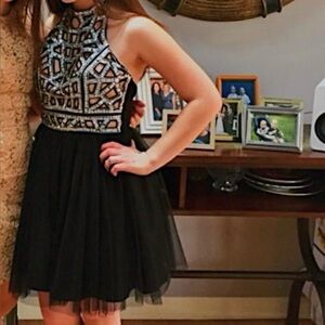 Halter neck short formal dress